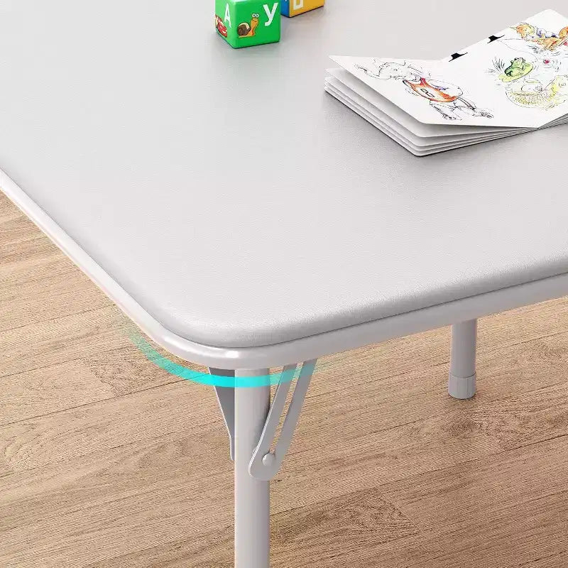 Kids 3-Piece Folding Table and Chair Set - Soft PU Cushion Seats, No Assembly Required, Portable Compact, Indoor Outdoor Use for Reading Play