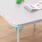 Kids 3-Piece Folding Table and Chair Set - Soft PU Cushion Seats, No Assembly Required, Portable Compact, Indoor Outdoor Use for Reading Play