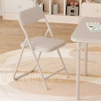 Kids 3-Piece Folding Table and Chair Set - Soft PU Cushion Seats, No Assembly Required, Portable Compact, Indoor Outdoor Use for Reading Play
