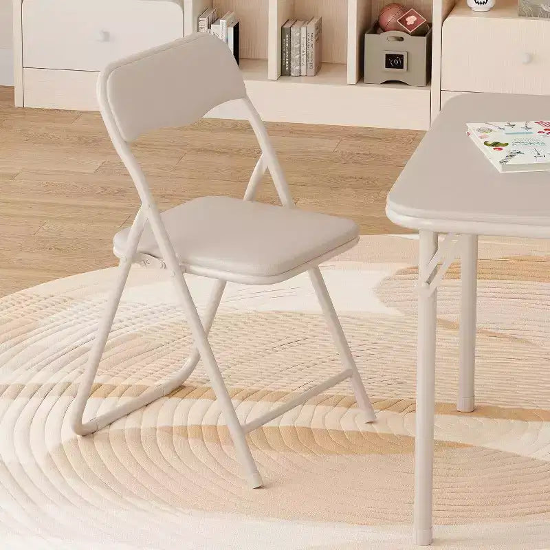 Kids 3-Piece Folding Table and Chair Set - Soft PU Cushion Seats, No Assembly Required, Portable Compact, Indoor Outdoor Use for Reading Play