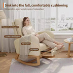Teddy Fleece Nursery Rocking Chair - Modern Glider High Backrest Sturdy Wooden Legs Comfortable Accent Rocker for Living Room Bedroom Nursery
