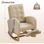 Teddy Fleece Nursery Rocking Chair - Modern Glider High Backrest Sturdy Wooden Legs Comfortable Accent Rocker for Living Room Bedroom Nursery
