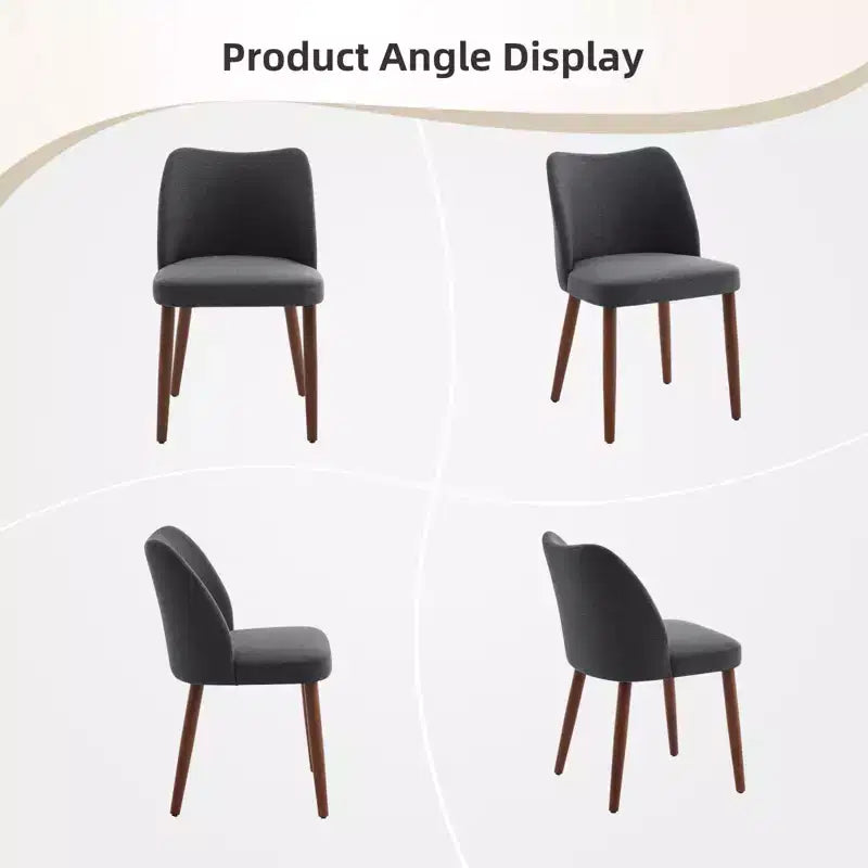Dining Chairs Set of 2,Modern Flax Kitchen Chairs with Metal Legs,Wing Backrest & Thick Cushions,Leveling Feet for Dining Room, Bedroom,Living Room