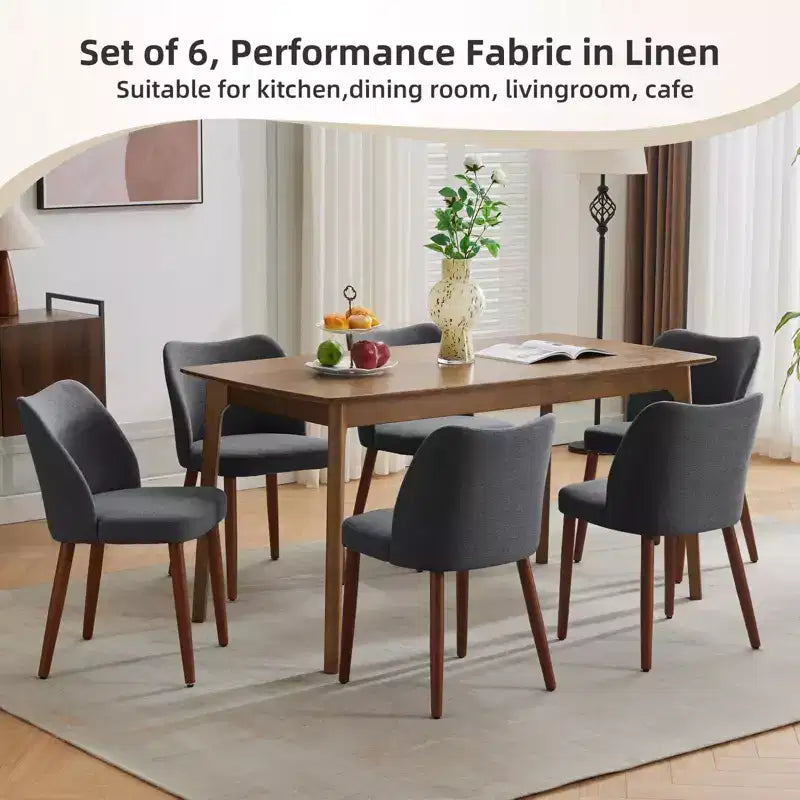 Dining Chairs Set of 2,Modern Flax Kitchen Chairs with Metal Legs,Wing Backrest & Thick Cushions,Leveling Feet for Dining Room, Bedroom,Living Room