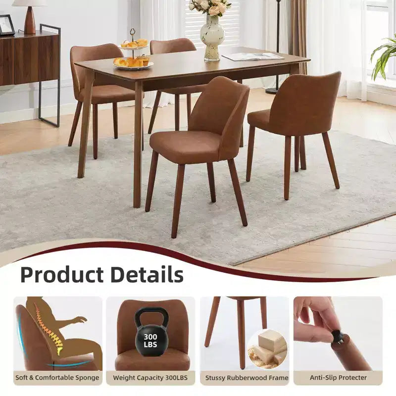 Dining Chairs Set of 2,Modern Flax Kitchen Chairs with Metal Legs,Wing Backrest & Thick Cushions,Leveling Feet for Dining Room, Bedroom,Living Room