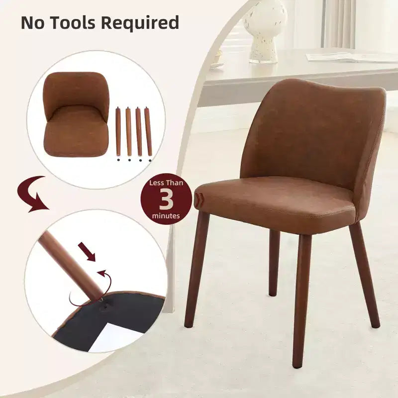 Dining Chairs Set of 2,Modern Flax Kitchen Chairs with Metal Legs,Wing Backrest & Thick Cushions,Leveling Feet for Dining Room, Bedroom,Living Room