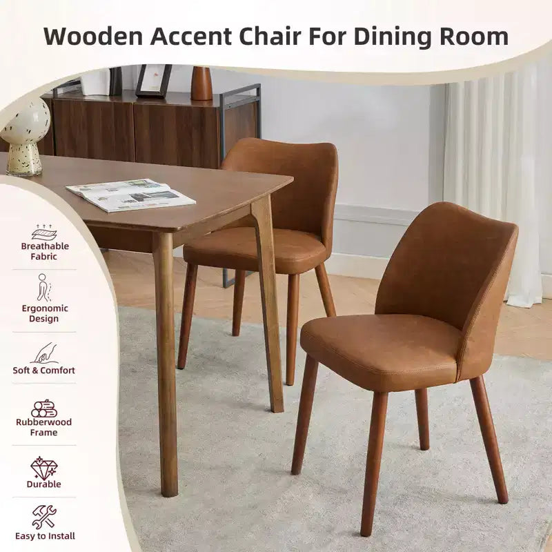 Dining Chairs Set of 2,Modern Flax Kitchen Chairs with Metal Legs,Wing Backrest & Thick Cushions,Leveling Feet for Dining Room, Bedroom,Living Room