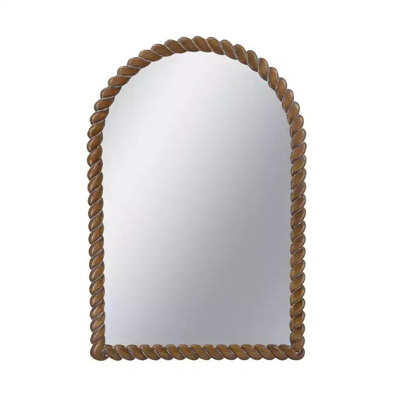 Modern Wood Wall Mirror, Brown Vanity Mirror for Bathroom, Decorative Accent Mirror for Living Room, Entryway, or Bedroom-Panipeachy