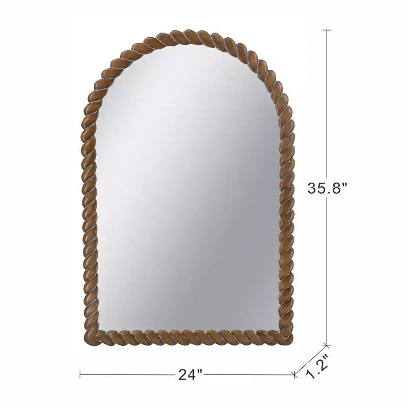 Modern Wood Wall Mirror, Brown Vanity Mirror for Bathroom, Decorative Accent Mirror for Living Room, Entryway, or Bedroom-Panipeachy