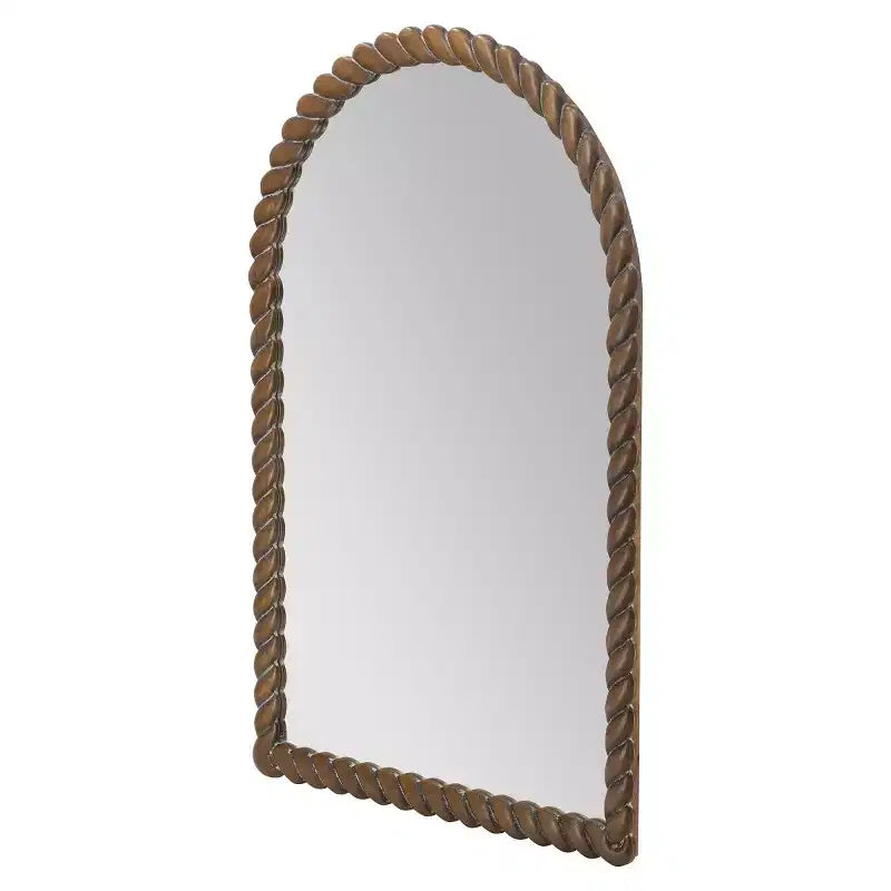 Modern Wood Wall Mirror, Brown Vanity Mirror for Bathroom, Decorative Accent Mirror for Living Room, Entryway, or Bedroom-Panipeachy