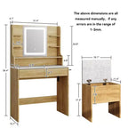 Makeup Vanity Desk With Mirror And Lights, 31.4 Dressing Table With Power Outlet And Storage Stool