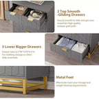Dresser for Bedroom, 5-Drawer Black Dresser with Metal Legs, Modern Wide Storage Organizer for Living Room Entryway