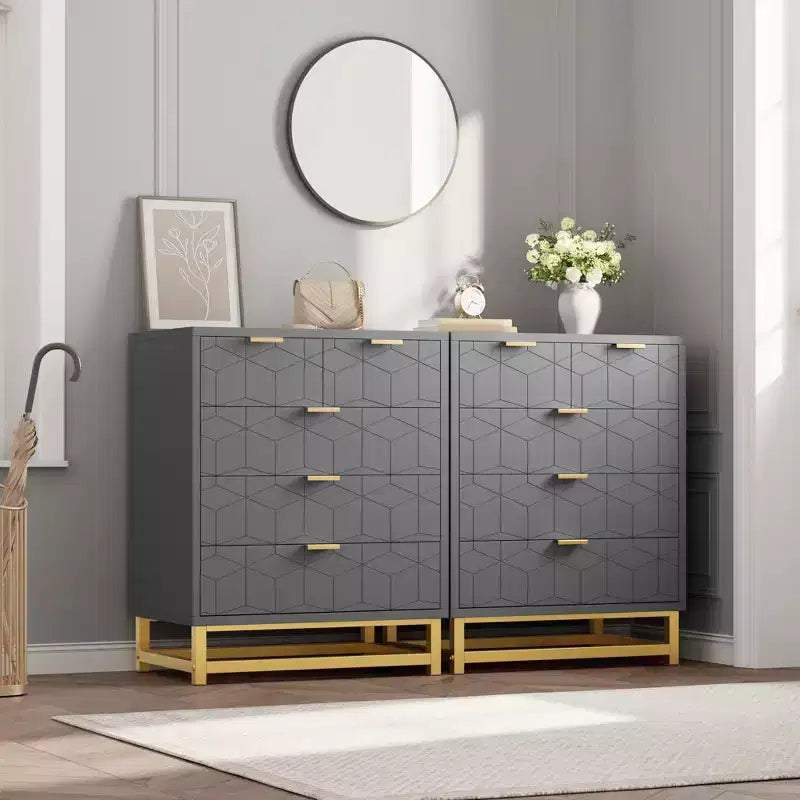 Dresser for Bedroom, 5-Drawer Black Dresser with Metal Legs, Modern Wide Storage Organizer for Living Room Entryway