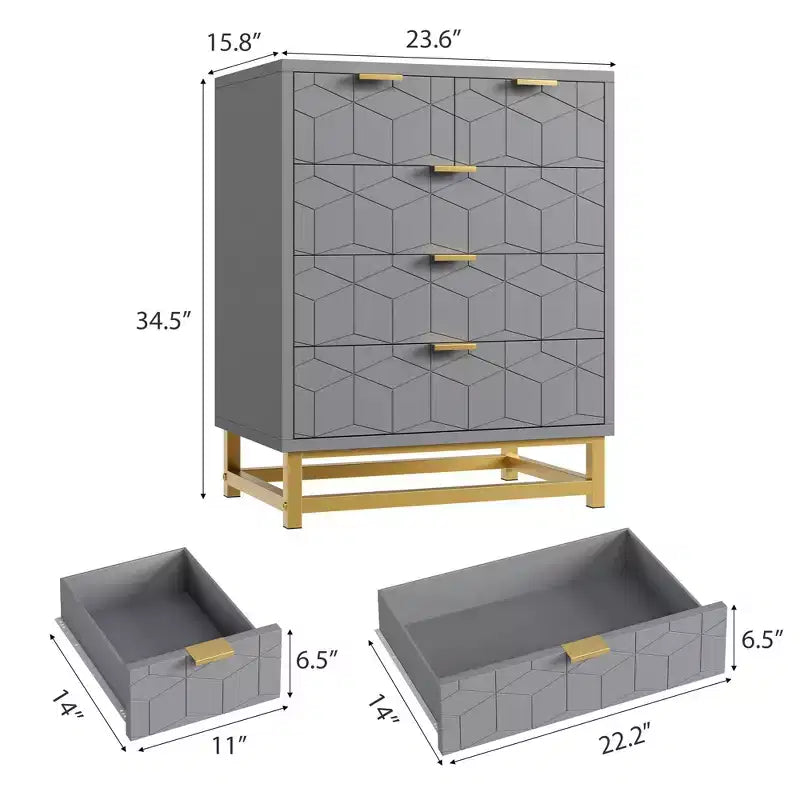Dresser for Bedroom, 5-Drawer Black Dresser with Metal Legs, Modern Wide Storage Organizer for Living Room Entryway