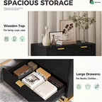 Dresser for Bedroom, 5-Drawer Black Dresser with Metal Legs, Modern Wide Storage Organizer for Living Room Entryway