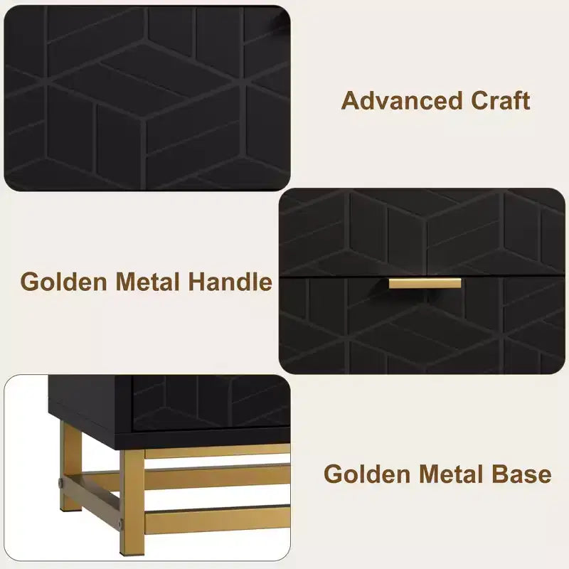 Dresser for Bedroom, 5-Drawer Black Dresser with Metal Legs, Modern Wide Storage Organizer for Living Room Entryway