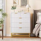 Dresser for Bedroom, 5-Drawer Black Dresser with Metal Legs, Modern Wide Storage Organizer for Living Room Entryway