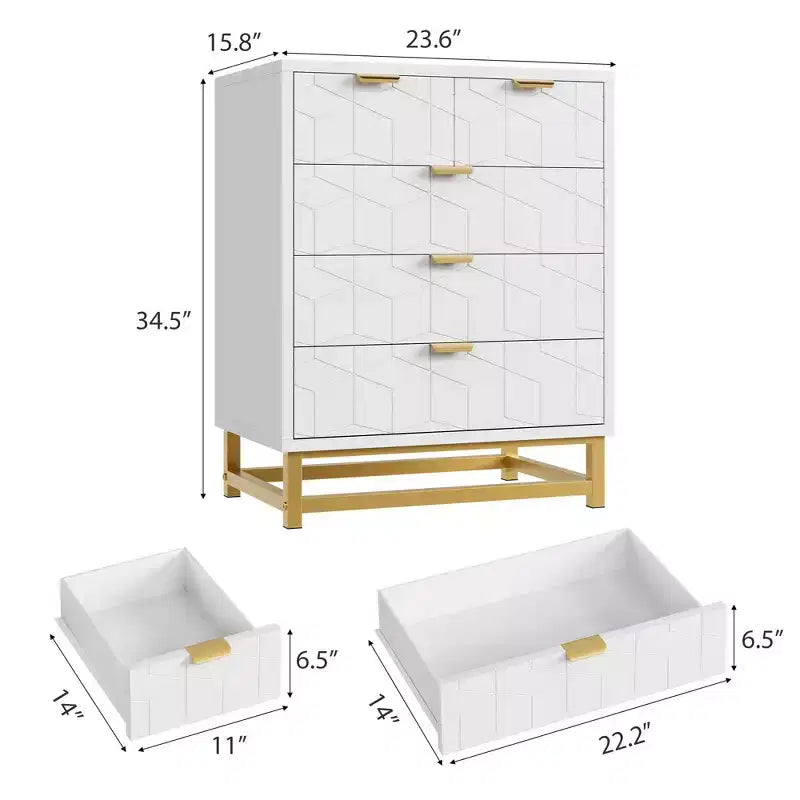 Dresser for Bedroom, 5-Drawer Black Dresser with Metal Legs, Modern Wide Storage Organizer for Living Room Entryway