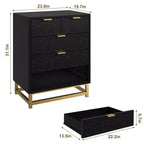 Dresser for Bedroom, 5-Drawer Black Dresser with Metal Legs, Modern Wide Storage Organizer for Living Room Entryway