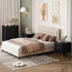 Dresser for Bedroom, 5-Drawer Black Dresser with Metal Legs, Modern Wide Storage Organizer for Living Room Entryway