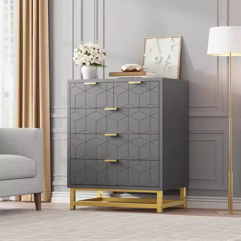 Dresser for Bedroom, 5-Drawer Black Dresser with Metal Legs, Modern Wide Storage Organizer for Living Room Entryway