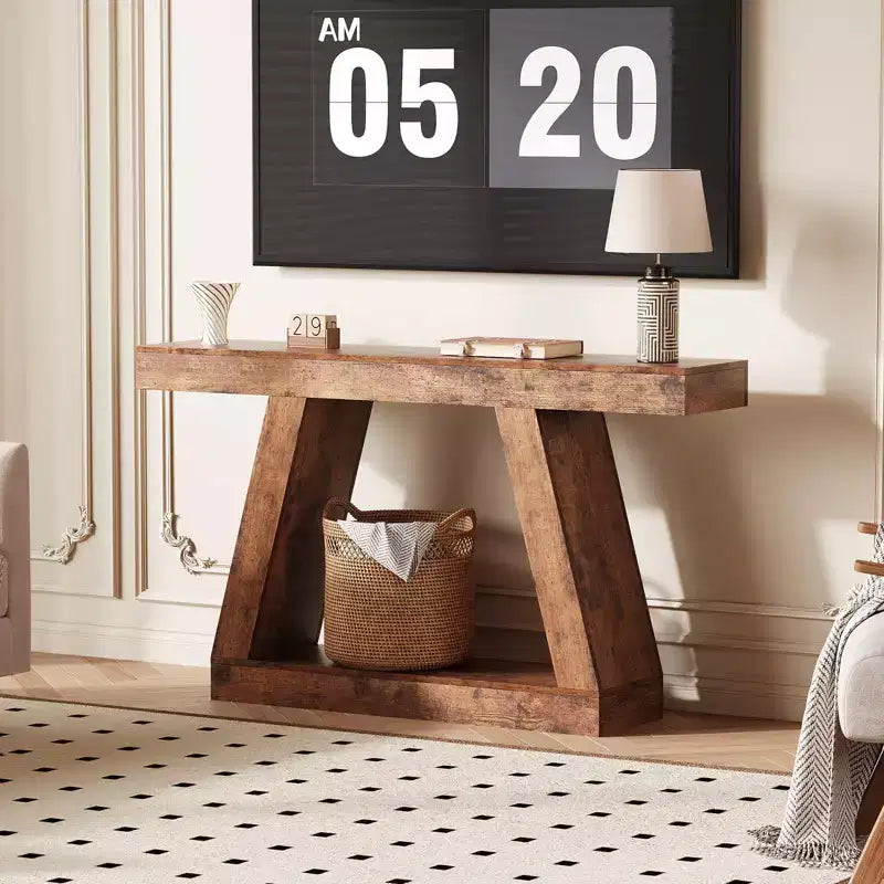 55 Farmhouse Console Table,2-Tier Narrow Entryway Table with Storage,Wood Sofa Table Behind Couch Table for Living Room, Hallway, Entrance, Bedroom