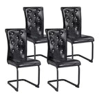 Set of 2 Retro Alligator Skin Upholstered Dining Chairs with Black Metal Legs