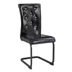 Set of 2 Retro Alligator Skin Upholstered Dining Chairs with Black Metal Legs