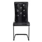 Set of 2 Retro Alligator Skin Upholstered Dining Chairs with Black Metal Legs