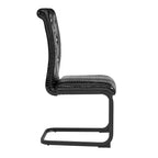 Set of 2 Retro Alligator Skin Upholstered Dining Chairs with Black Metal Legs