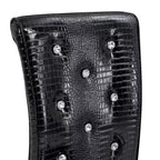 Set of 2 Retro Alligator Skin Upholstered Dining Chairs with Black Metal Legs