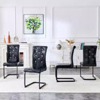 Set of 2 Retro Alligator Skin Upholstered Dining Chairs with Black Metal Legs