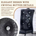 Set of 2 Retro Alligator Skin Upholstered Dining Chairs with Black Metal Legs