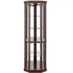 Corner Lighted Curio Cabinet with Adjustable Glass Shelves and Anti-Tip Device for Antique Collections