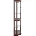 Corner Lighted Curio Cabinet with Adjustable Glass Shelves and Anti-Tip Device for Antique Collections
