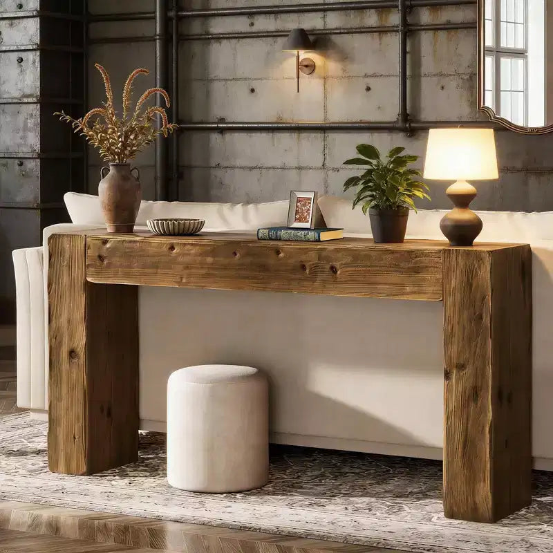 Console Table, Solid Wood Farmhouse Sofa Foyer Table for Entryway