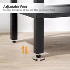 ACOINEL 2-Tier Small Side Table with Faux Rattan Decoration, Rustic Brown & Black Nightstand for Living Room/Bedroom, Space-Saving