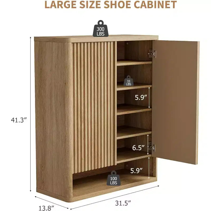 Scarpiera moderna in legno con cassetto e ripiani regolabili