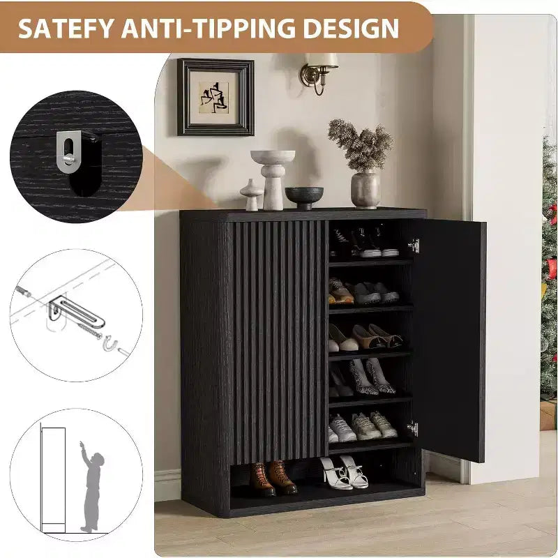 Scarpiera moderna in legno con cassetto e ripiani regolabili