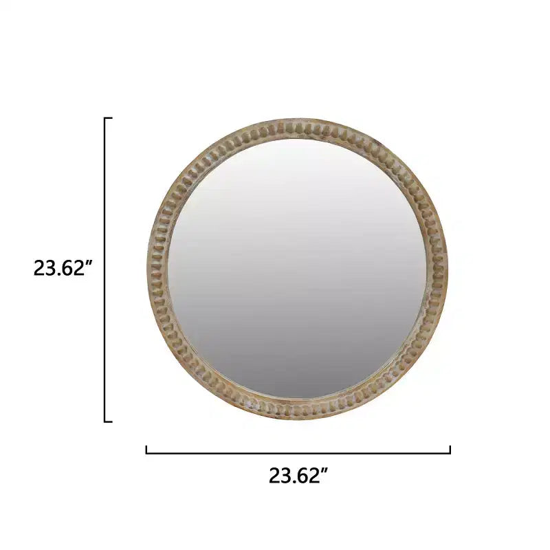 Modern Round Decorative Wall Mirror with Beaded Frame, Vanity Mirror for Bathroom, Accent Mirror for Living Room or Entryway-Panipeachy