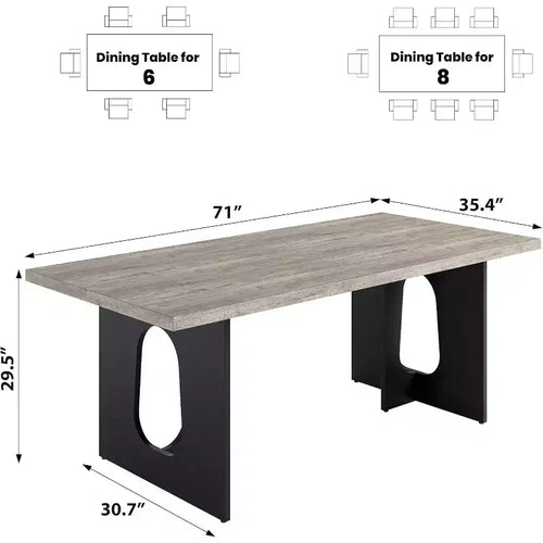 71 Modern Dining Table for 6-10, Rectangular Kitchen Table for Family Gatherings with a Sturdy Pedestal Base