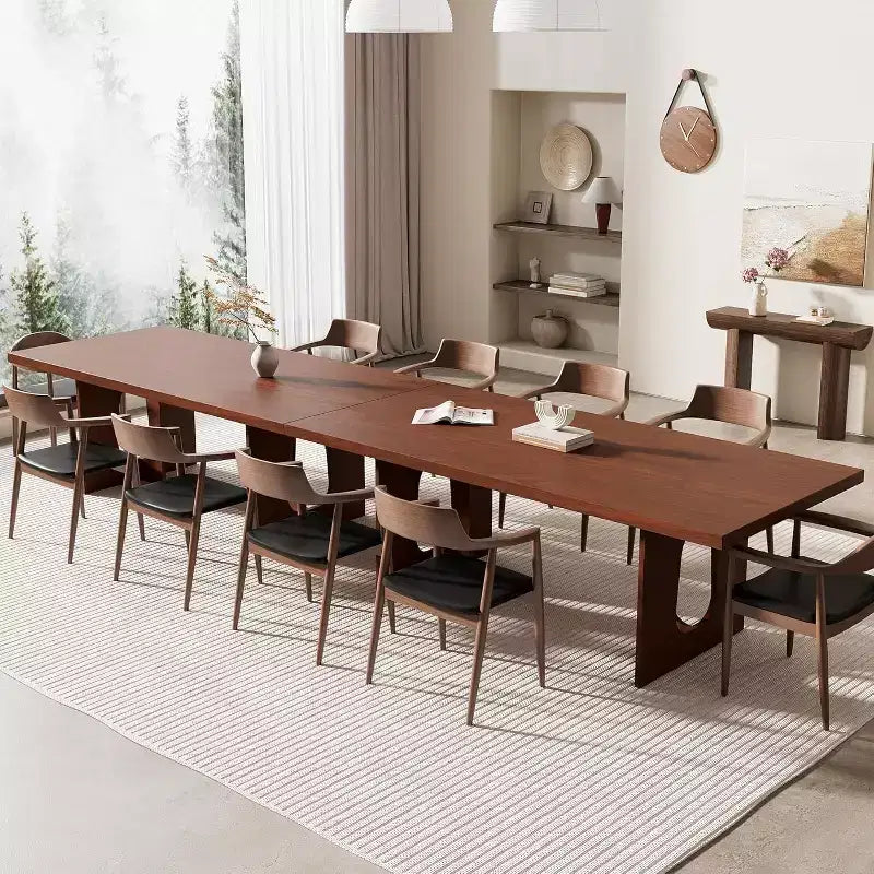 71 Tavolo da Pranzo Moderno per 6-10 Persone, Tavolo da Cucina Rettangolare per Riunioni di Famiglia con Robusta Base a Piedistallo