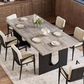 71 Modern Dining Table for 6-10, Rectangular Kitchen Table for Family Gatherings with a Sturdy Pedestal Base