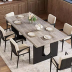71 Modern Dining Table for 6-10, Rectangular Kitchen Table for Family Gatherings with a Sturdy Pedestal Base