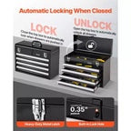 VIYET 20.5 Portable Metal Tool Storage - 4 Drawers, EVA Liners, Ball Bearing Slides, Lockable, Powder Coated