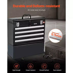 VIYET 20.5 Portable Metal Tool Storage - 4 Drawers, EVA Liners, Ball Bearing Slides, Lockable, Powder Coated