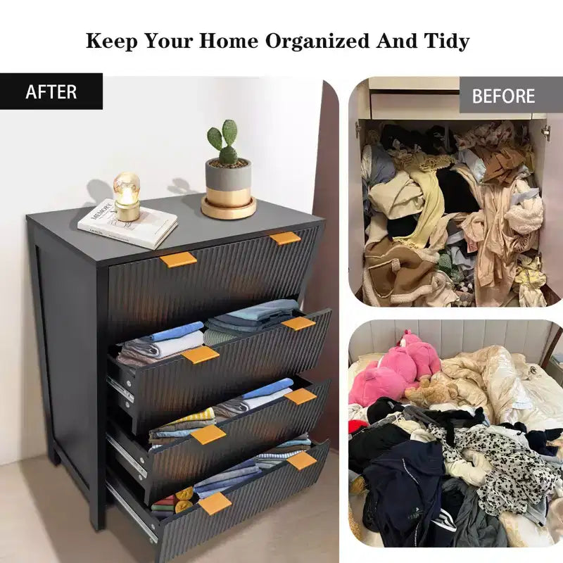 Dresser for Bedroom, 4-Drawer Farmhouse Solid Wood Dresser, Vintage Storage Chest with Tapered Legs