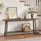 71 Wood Entryway Table with Storage, Farmhouse 2-Tier Narrow Console Table, for Living Room, Hallway, Entrance, Behind The Couch, Easy Assembly
