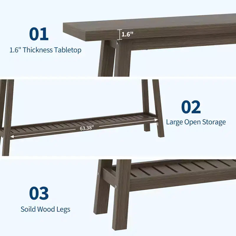 71 Wood Entryway Table with Storage, Farmhouse 2-Tier Narrow Console Table, for Living Room, Hallway, Entrance, Behind The Couch, Easy Assembly