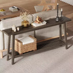 71 Wood Entryway Table with Storage, Farmhouse 2-Tier Narrow Console Table, for Living Room, Hallway, Entrance, Behind The Couch, Easy Assembly